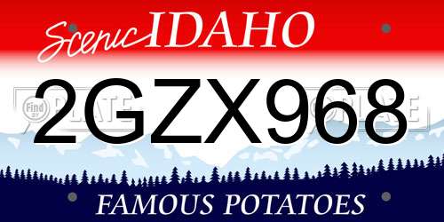 2GZX968 Idaho License Plate