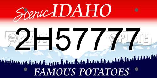 2H57777 Idaho License Plate