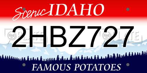 2HBZ727 Idaho License Plate