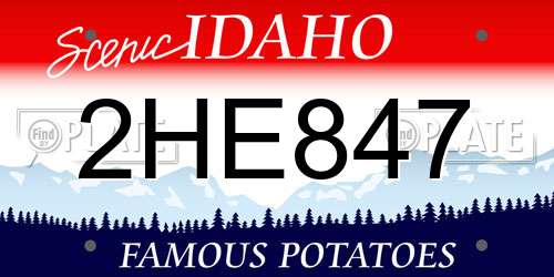 2HE847 Idaho License Plate
