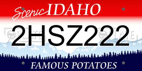 2HSZ222 Idaho License Plate