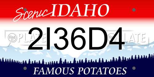 2I36D4 Idaho License Plate