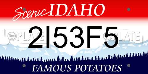 2I53F5 Idaho License Plate