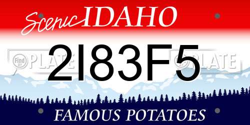 2I83F5 Idaho License Plate