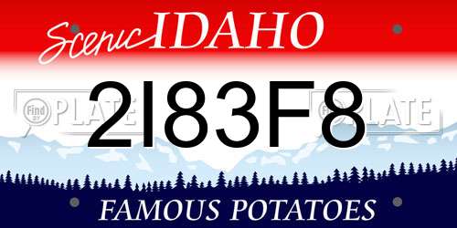 2I83F8 Idaho License Plate