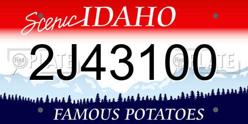 2J43100 Idaho License Plate