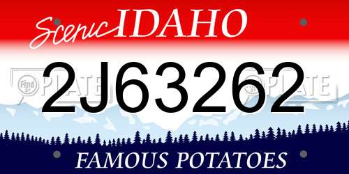 2J63262 Idaho License Plate