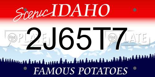 2J65T7 Idaho License Plate