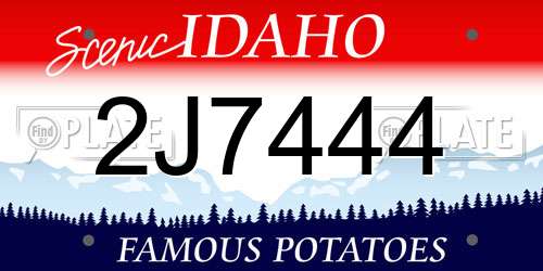 2J7444 Idaho License Plate