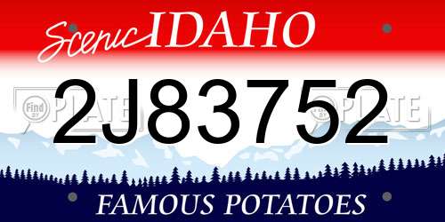 2J83752 Idaho License Plate