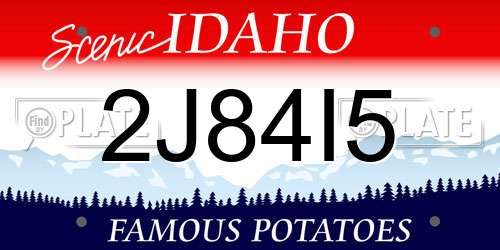 2J84I5 Idaho License Plate