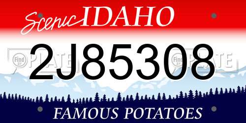 2J85308 Idaho License Plate