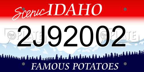 2J92002 Idaho License Plate