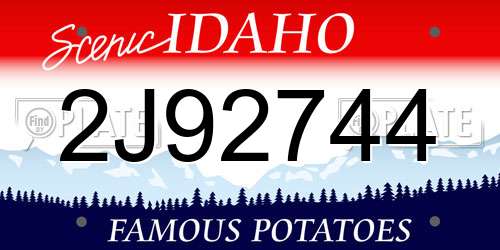 2J92744 Idaho License Plate
