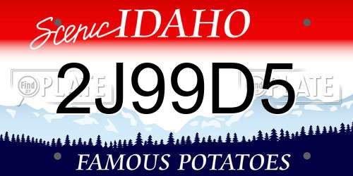2J99D5 Idaho License Plate