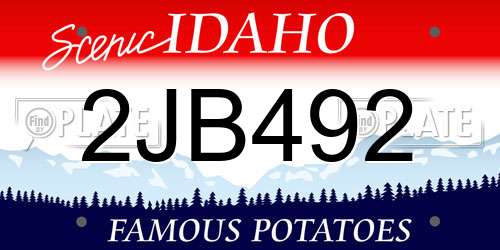 2JB492 Idaho License Plate