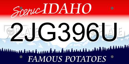 2JG396U Idaho License Plate