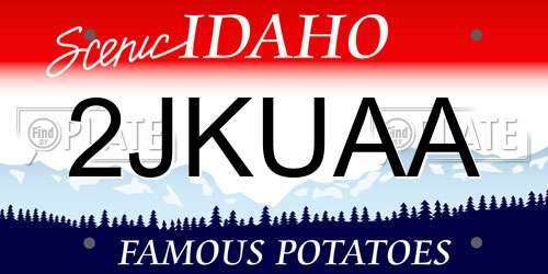 2JKUAA Idaho License Plate