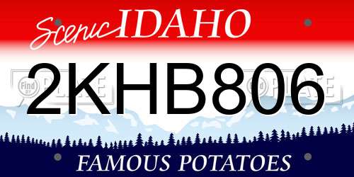 2KHB806 Idaho License Plate