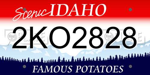 2KO2828 Idaho License Plate