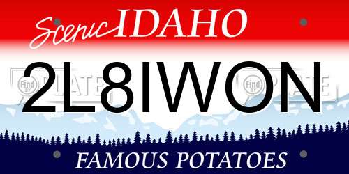 2L8IWON Idaho License Plate