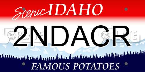 2NDACR Idaho License Plate