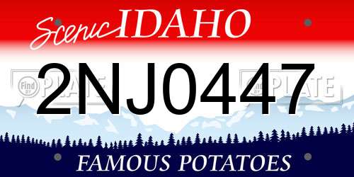 2NJ0447 Idaho License Plate