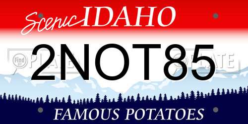 2NOT85 Idaho License Plate