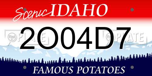 2O04D7 Idaho License Plate