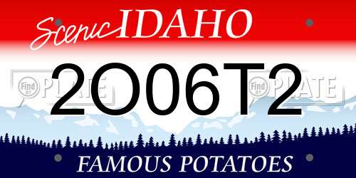 2O06T2 Idaho License Plate