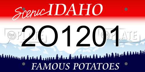 2O1201 Idaho License Plate