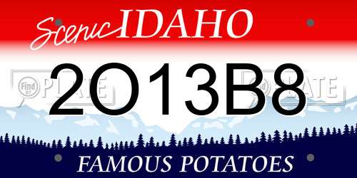 2O13B8 Idaho License Plate