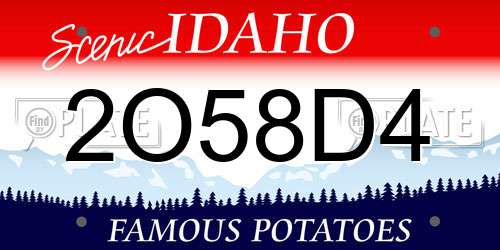 2O58D4 Idaho License Plate
