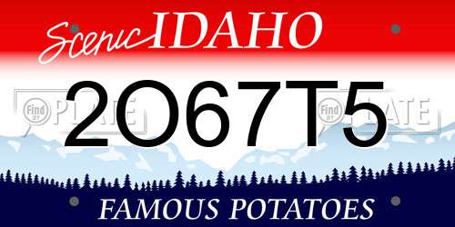 2O67T5 Idaho License Plate