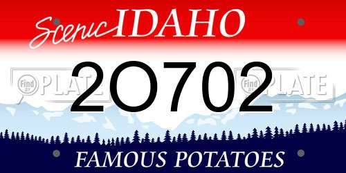 2O702 Idaho License Plate