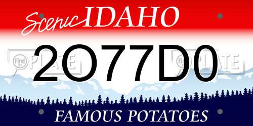 2O77D0 Idaho License Plate