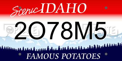 2O78M5 Idaho License Plate