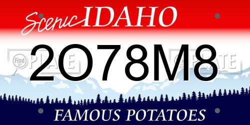 2O78M8 Idaho License Plate