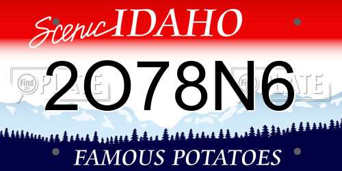 2O78N6 Idaho License Plate