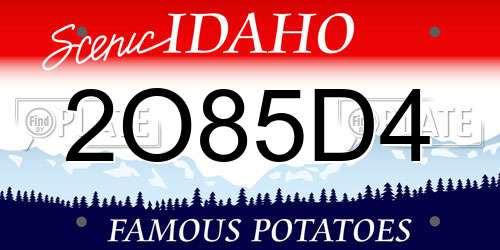 2O85D4 Idaho License Plate