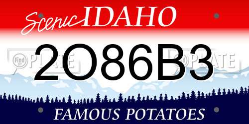 2O86B3 Idaho License Plate