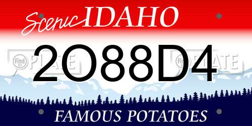 2O88D4 Idaho License Plate