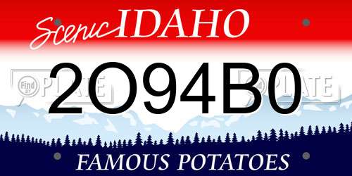 2O94B0 Idaho License Plate