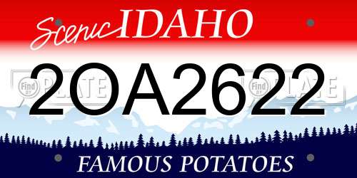 2OA2622 Idaho License Plate
