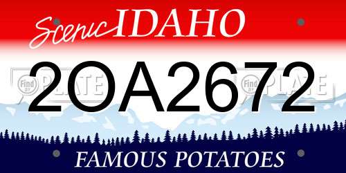 2OA2672 Idaho License Plate