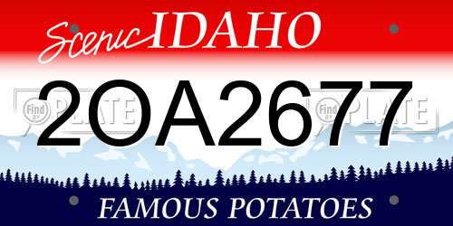 2OA2677 Idaho License Plate