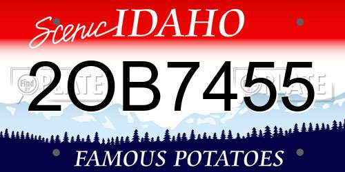 2OB7455 Idaho License Plate