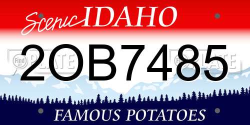 2OB7485 Idaho License Plate