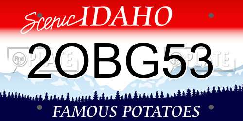 2OBG53 Idaho License Plate