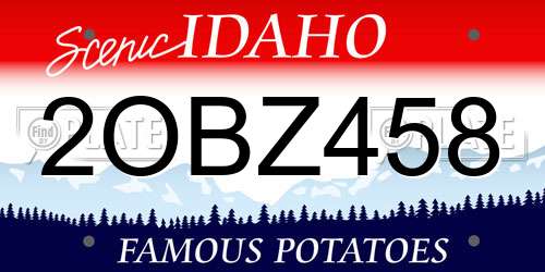 2OBZ458 Idaho License Plate